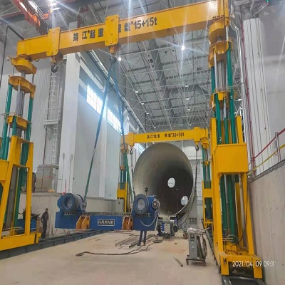 靖起15+15吨液压龙门吊验收成功